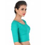 Teal Colour Shimmer Plain Stitched Blouse