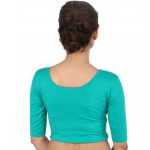 Teal Colour Shimmer Plain Stitched Blouse