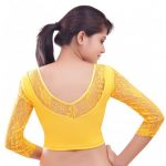 Yellow Colour Velvet Plain Stitched Blouse