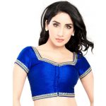 Royal Blue Dupion Silk Moti And Stone Work Stitched Blouse