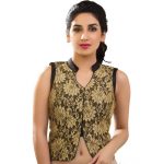 Black Net Embroidered Stitched Blouse