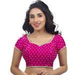 Pink Dupion Silk Embroidered Readymade Blouse