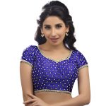 Royal Blue Dupion Silk Embroidered Readymade Blouse