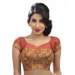 Red Net Embroidery Readymade Blouse