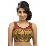 Maroon Net Embroidery Readymade Blouse