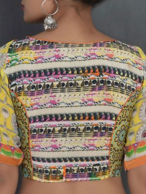 Yellow Crepe Printed Readymade Blouse