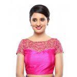 Pink Net Zari Embroidered Readymade Blouse