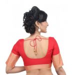 Red Fancy Fabric Zari Bordered Readymade Blouse