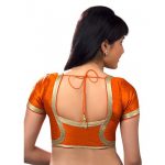 Orange Dupion Silk Lace Work Readymade Blouse