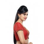 Red Embrodiery Stitched Tissue Readymade-Blouse