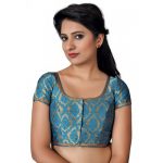 Blue Embroidery Brocade Readymade Blouse