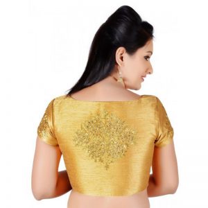 Gold Zari Embroidery Work Dupion Silk Readymade Blouse