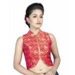 Pink Zari Work Silk Readymade Blouse