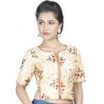 Cream Embroidery Brocade Readymade Blouse