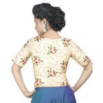 Cream Embroidery Brocade Readymade Blouse