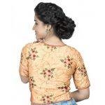 Peach Embroidery Brocade Readymade Blouse