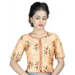 Peach Embroidery Brocade Readymade Blouse