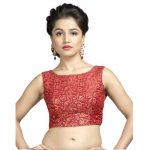 Maroon Dupion Silk Embroidered Stitched Blouse