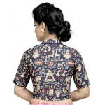 Navy Blue Prints Brocade Readymade Blouse