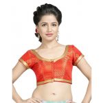 Red Thread Work Brocade Readymade Blouse