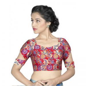 Cut Our Sleeves Red Multicolor Open Blouse