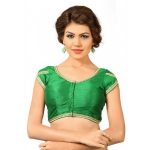 Green Lace Work Dupion Silk Readymade Blouse