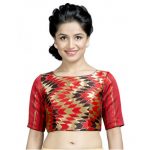 Multi Brocade Chevron Print Stitched Readymade Blouse