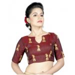 Jhumka Printed Maroon Silk Designer Blouse