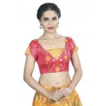 Pink Embroidery Brocade Readymade Blouse