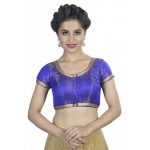 Royal Blue Prints Silk Readymade Blouse