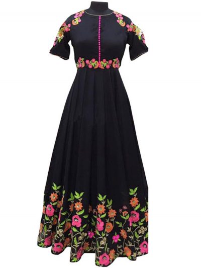 Buy Black Banglori Silk Replica Gown - Zakarto