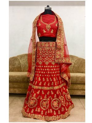 Anika Banglori Silk Red Replica Heavy Lehenga Choli