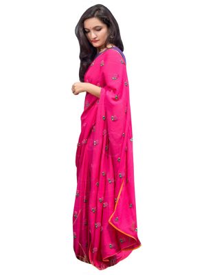 Buy Georgette Pink Bollywood Replica Saree