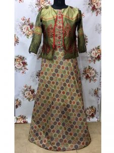 Buy Chanderi Cotton Multi-color Replica Long Gown