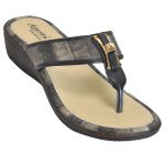 Women's Black & Beige Colour PU Synthetic Sandals