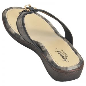 Women's Black & Beige Colour PU Synthetic Sandals