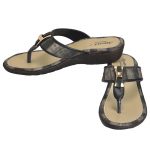 Women's Black & Beige Colour PU Synthetic Sandals