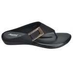 Women's Black Colour PU Synthetic Sandals