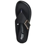 Women's Black Colour PU Synthetic Sandals