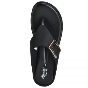 Women's Black Colour PU Synthetic Sandals