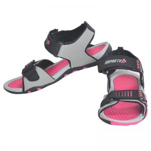 Women's Black & Pink Colour Polyester Sandals