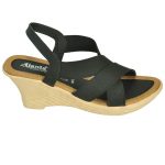 Women's Black Colour Synthetic Sandals