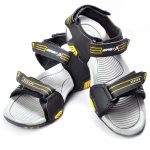 Men's Black & Yellow Colour Synthetic Leather Sandals