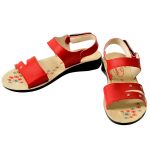 Women's Red & Beige Colour Synthetic Leather Sandals