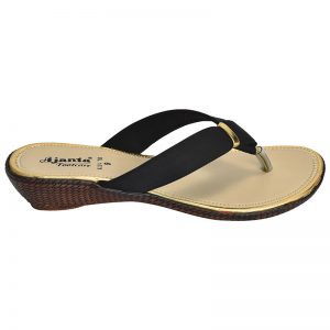 Women's Black & Beige Colour Synthetic Leather Sandals