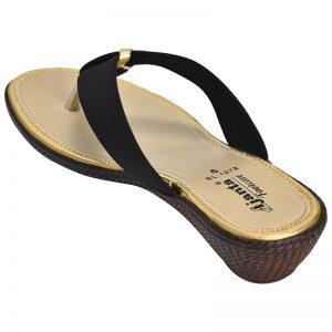 Women's Black & Beige Colour Synthetic Leather Sandals