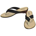 Women's Black & Beige Colour Synthetic Leather Sandals