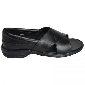 Men's Black Colour Synthetic Leather Peshawari Sandals