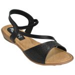 Women's Black & Beige Colour Synthetic Leather Sandals