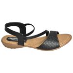 Women's Black & Beige Colour Synthetic Leather Sandals